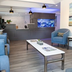 Mann Family Dental - View of Dr. Mann's 360 gallon saltwater aquarium.