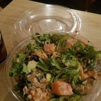 Aloha Poke - Kahuna Bowl with naked salmon, brown rice and mixed greens, and the volcano combination. - Poke Near Me - Chicago, Illinois Aloha Poke - Kahuna Bowl with naked salmon, brown rice and mixed greens, and the volcano combination. - Poke Near Me - Chicago, Illinois