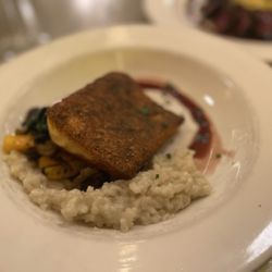 Can Can Brasserie - Salmon entree with risotto and veggies