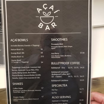Acai bar - Menu - Acai Bowls Near Me - Pasadena, California Acai bar - Menu - Acai Bowls Near Me - Pasadena, California