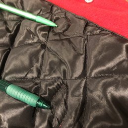 Patches sewn through lining that is removable
