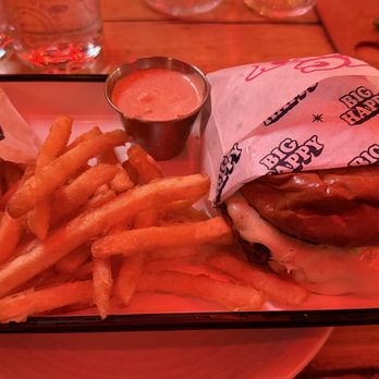 Happy Camper - Big Happy Burger, the cheese was very overwhelming. - Pizza Near Me - Denver, Colorado