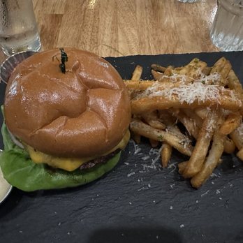 Prey Brewing - Cheeseburger with truffle fries - Cocktail Bars Near Me - Vista, California Prey Brewing - Cheeseburger with truffle fries - Cocktail Bars Near Me - Vista, California