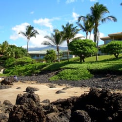 Chang's Beach, Five Graves, Five Caves - Back of Chang's Beach, Haleakala volcano in the distance