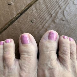 Mi Nail Salon - ONE HOUR after completely dry. Pitiful skincare and polish job