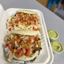 Chicken and bbq pork arepa Chicken and bbq pork arepa