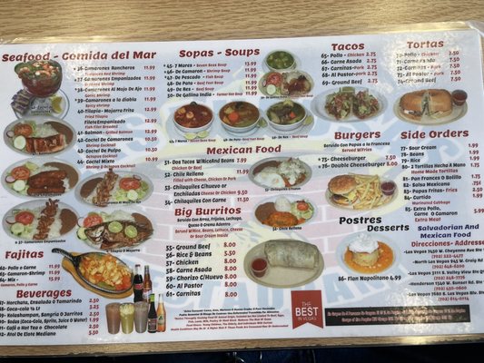 Menu photo 7 Las Pupusas Henderson, NV