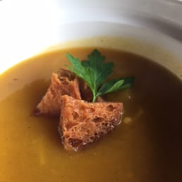 Pumpkin soup with crème fraîche