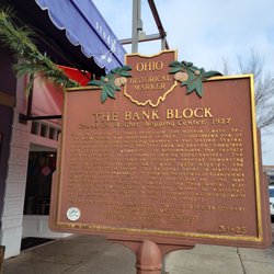 Bank Block Shopping Center - Ohio Historical Marker about the Bank Block