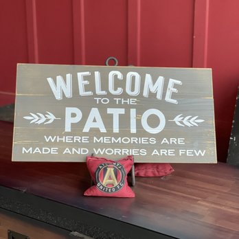 Canoe Vineyard & Winery - welcome to the patio sign - Wine Tasting Room Near Me - Talking Rock, Georgia Canoe Vineyard & Winery - welcome to the patio sign - Wine Tasting Room Near Me - Talking Rock, Georgia