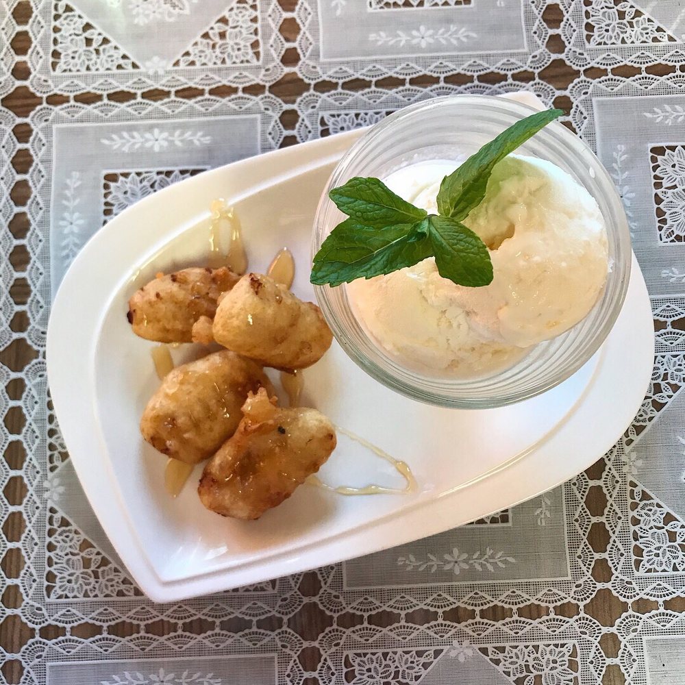 Sticky Rice Cafe - Fried Banana with Coconut Ice Cream - Thai Near Me - Oakland, California Sticky Rice Cafe - Fried Banana with Coconut Ice Cream - Thai Near Me - Oakland, California