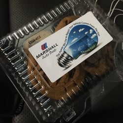 Marshall Auto Body - Picking up my car and cookies in seat