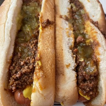 George's Coney Island Lunch - Hot Dog with chili, mustard and relish - Hot Dogs Near Me - Worcester, Massachusetts