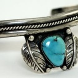 Eagle Dancer Gallery - Vintage navajo crafted silver bracelet with turquoise accent circa 1970's