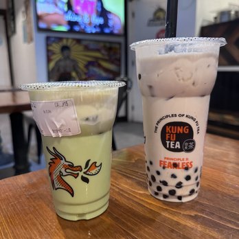 Kung Fu Tea - Matcha Milk Cap & Honey Oolong Milk Tea - Bubble Tea Near Me - Las Vegas, Nevada