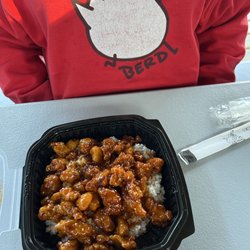 YU Take Out - Szechuan chicken with rice under it
