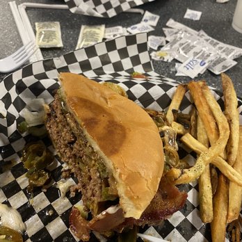 J's Restaurant - The Extreme Cheeseburger double meat add bacon. - Burgers Near Me - Fort Worth, Texas