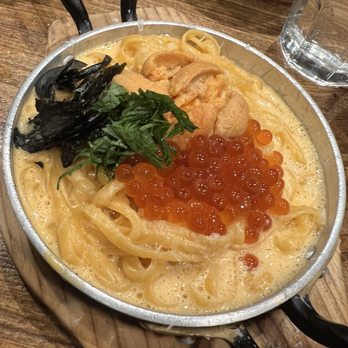 Kiraku - Uni Carbonara Pasta - Tapas/Small Plates Near Me - Berkeley, California