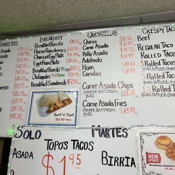 Topo's Tacos - Menu - Tacos Near Me - San Diego, California