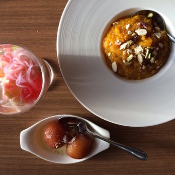 Saffron Indian Cuisine - Their Moong dal halwa, saffron kulfi and gulabjamun. - Indian Near Me - Edmonton, Alberta