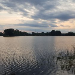 Roundup Lake Campground  - Nice view of the lake at dusk