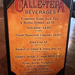 Drink menu