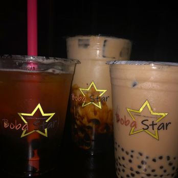 Boba Star - mango green tea, Tiger Sugar, Regular Milk tea with mini boba - Bubble Tea Near Me - Corona, California Boba Star - mango green tea, Tiger Sugar, Regular Milk tea with mini boba - Bubble Tea Near Me - Corona, California
