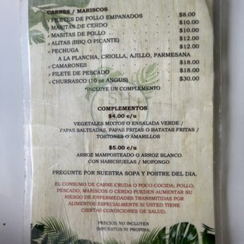 Sha's - Backside of menu - Burgers Near Me - San Sebastian, Puerto Rico