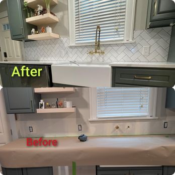 Kovch Construction - Kitchen backsplash transformation -- from outdated to clean, modern, and professionally installed. Quality work and attention to detail. - Painters Near Me - Mukilteo , Washington Kovch Construction - Kitchen backsplash transformation -- from outdated to clean, modern, and professionally installed. Quality work and attention to detail. - Painters Near Me - Mukilteo , Washington