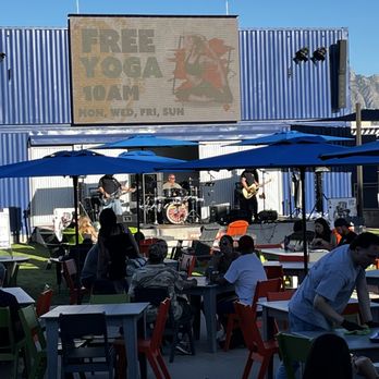 The Block - The screen above the stage displays events - Shopping Centers Near Me - Rio Rancho, New Mexico
