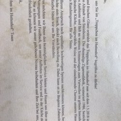 Treppchen im Huttenhof - Begrüßung Speisekarte