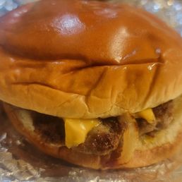 Decent grilled onions and mustard burger. Great bun. Decent grilled onions and mustard burger. Great bun.