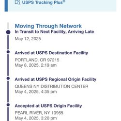 US Post Office - A screenshot of my package tracking