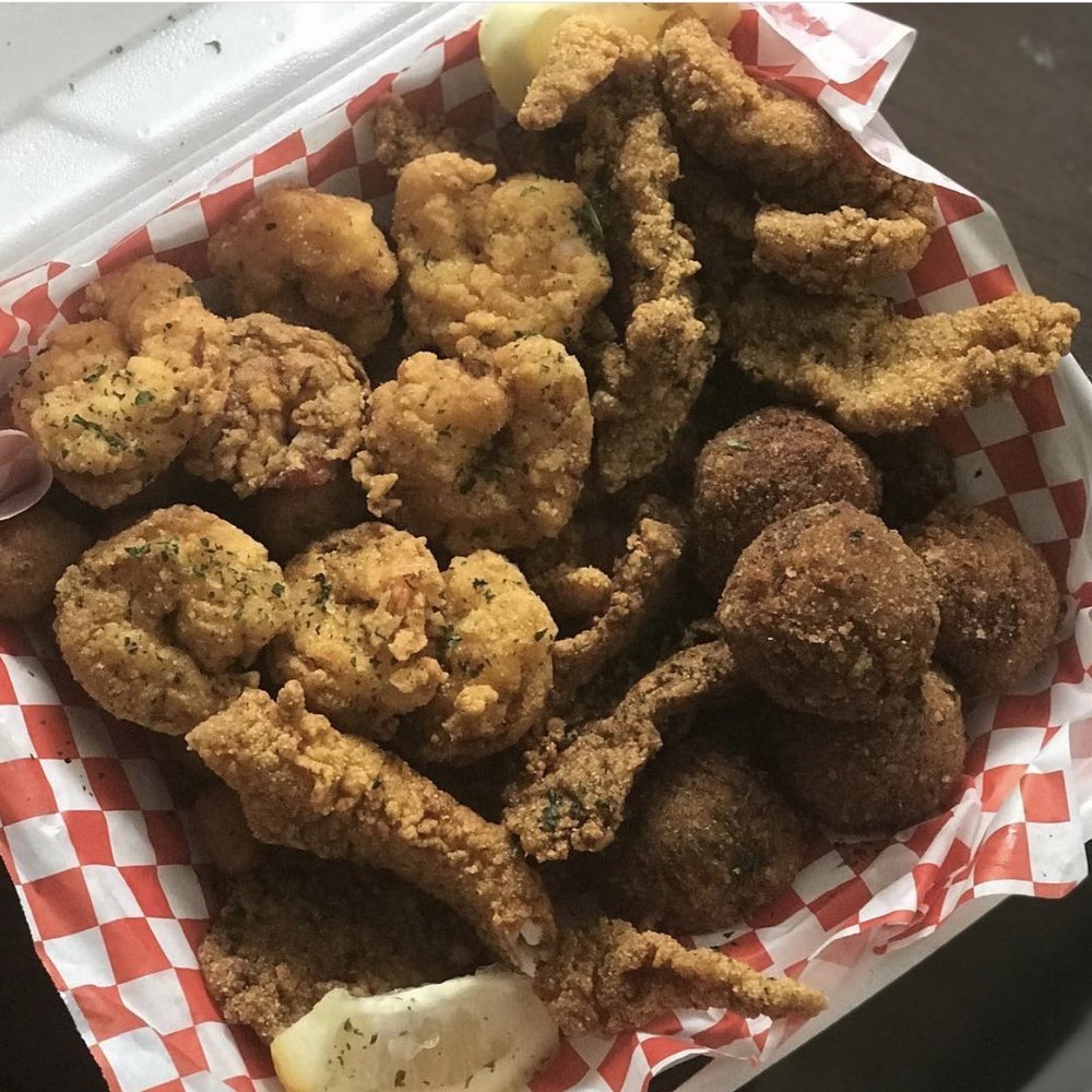 Fish Cage - Crab balls, fried shrimp and fried cat fish - Seafood Near Me - North Las Vegas, Nevada Fish Cage - Crab balls, fried shrimp and fried cat fish - Seafood Near Me - North Las Vegas, Nevada
