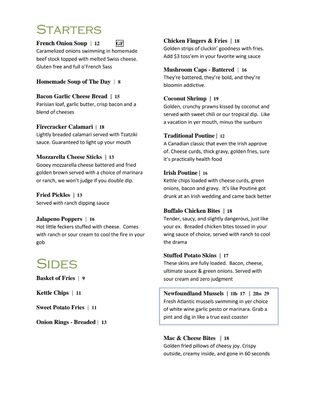 Menu photo 1 The Craic Clover Parry Sound, ON