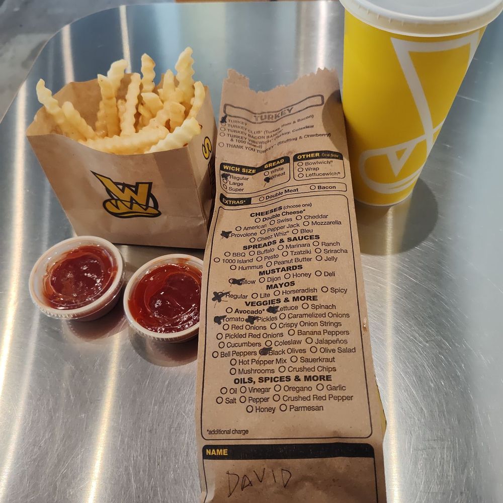 My first Which Wich sandwich.  Basic turkey with side of fried