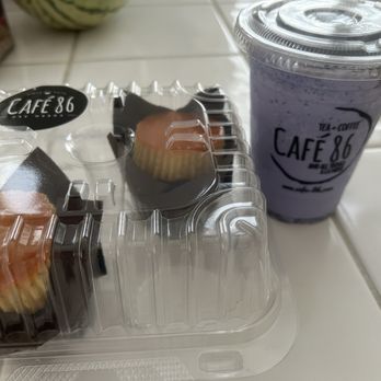 Cafe 86 - Flan ube cupcakes and mini ube monster milkshake - Desserts Near Me - San Jose, California Cafe 86 - Flan ube cupcakes and mini ube monster milkshake - Desserts Near Me - San Jose, California