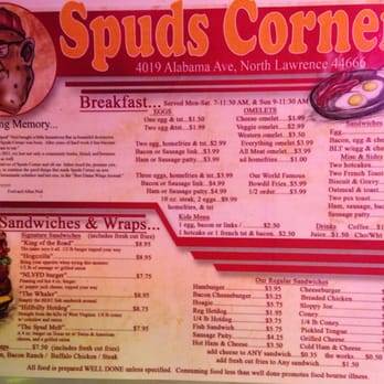 Spud's Corner - Menu 1/2 - Pubs Near Me - North Lawrence, Ohio Spud's Corner - Menu 1/2 - Pubs Near Me - North Lawrence, Ohio