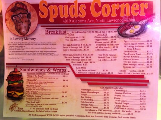 Menu photo 6 Spud's Corner North Lawrence, OH Menu photo 6 Spud's Corner North Lawrence, OH