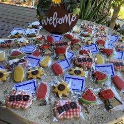 Another Mother's Cookies - BBQ theme cookies with sunflowers! CRAZY CUTE and delish!!