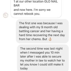 Hollywood Nails - I ask her if the appointment has been rebooked. No. I have cancelled too many times. I can't rebook and then....