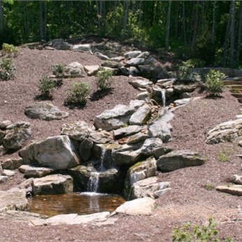 Tanbark Landscape Company - a waterfall and steps - Landscape Architects or Designers Near Me - Swannanoa, North Carolina Tanbark Landscape Company - a waterfall and steps - Landscape Architects or Designers Near Me - Swannanoa, North Carolina