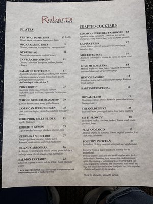 Menu photo 1 Robert’s Tropical Table Calistoga, CA Menu photo 1 Robert’s Tropical Table Calistoga, CA