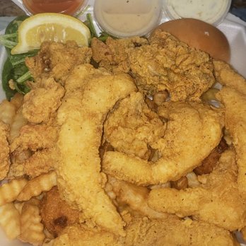 Fish Town - Catfish, shrimp and oysters w/fries,salad,roll and hushpuppies - Seafood Markets Near Me - Los Angeles, California Fish Town - Catfish, shrimp and oysters w/fries,salad,roll and hushpuppies - Seafood Markets Near Me - Los Angeles, California