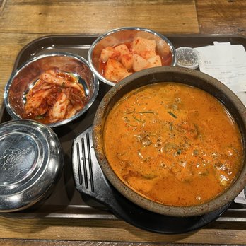 Moobongri - Spicy soondae soup, comes with rice and two types of kimchi - Korean Near Me - San Diego, California Moobongri - Spicy soondae soup, comes with rice and two types of kimchi - Korean Near Me - San Diego, California