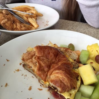 Black Walnut Café - BLT turkey croissant with fruits - Cafes Near Me - Katy, Texas