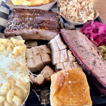 MEGA Texas Barbeque - Three meat platter with brisket, pork belly, and ribs - Caterers Near Me - Fresno, California MEGA Texas Barbeque - Three meat platter with brisket, pork belly, and ribs - Caterers Near Me - Fresno, California