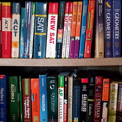 Louise Higgins Tutoring - My collection of test prep and math textbooks.