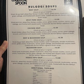 Oriental Spoon - Bulgogi soups menu - Korean Near Me - Edwardsville, Illinois