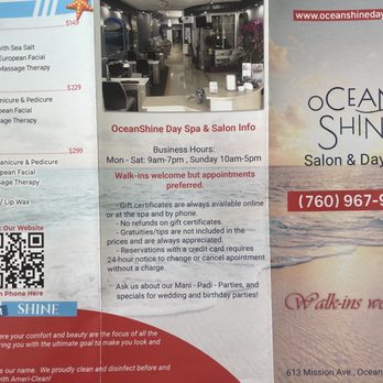 Oceanshine Salon & Day Spa - Menu of services as of 11/5/23 - Day Spas Near Me - Oceanside, California Oceanshine Salon & Day Spa - Menu of services as of 11/5/23 - Day Spas Near Me - Oceanside, California